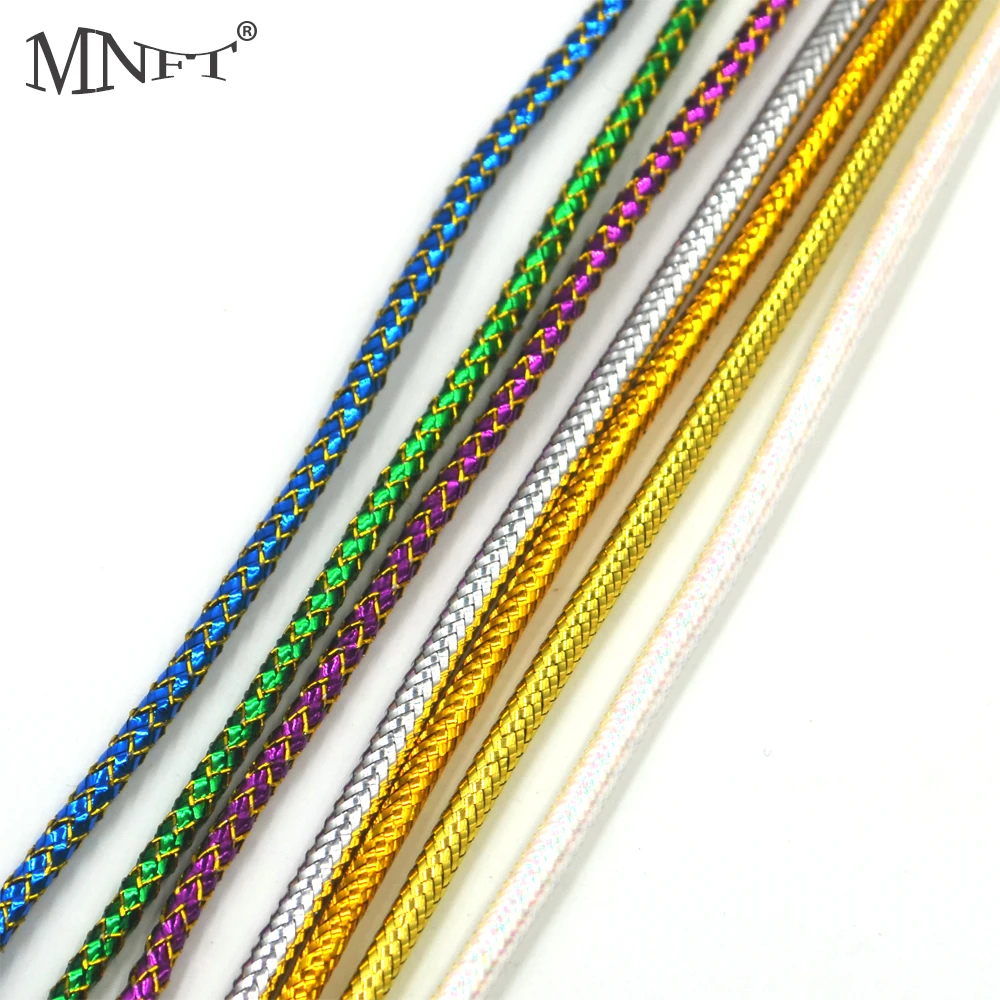 MNFT 2Packs(Total 4m) Mraided Holographic Mylar Cord For Fish Fly Tying Materials There Are White Lines Filling  3.5mm 3mm