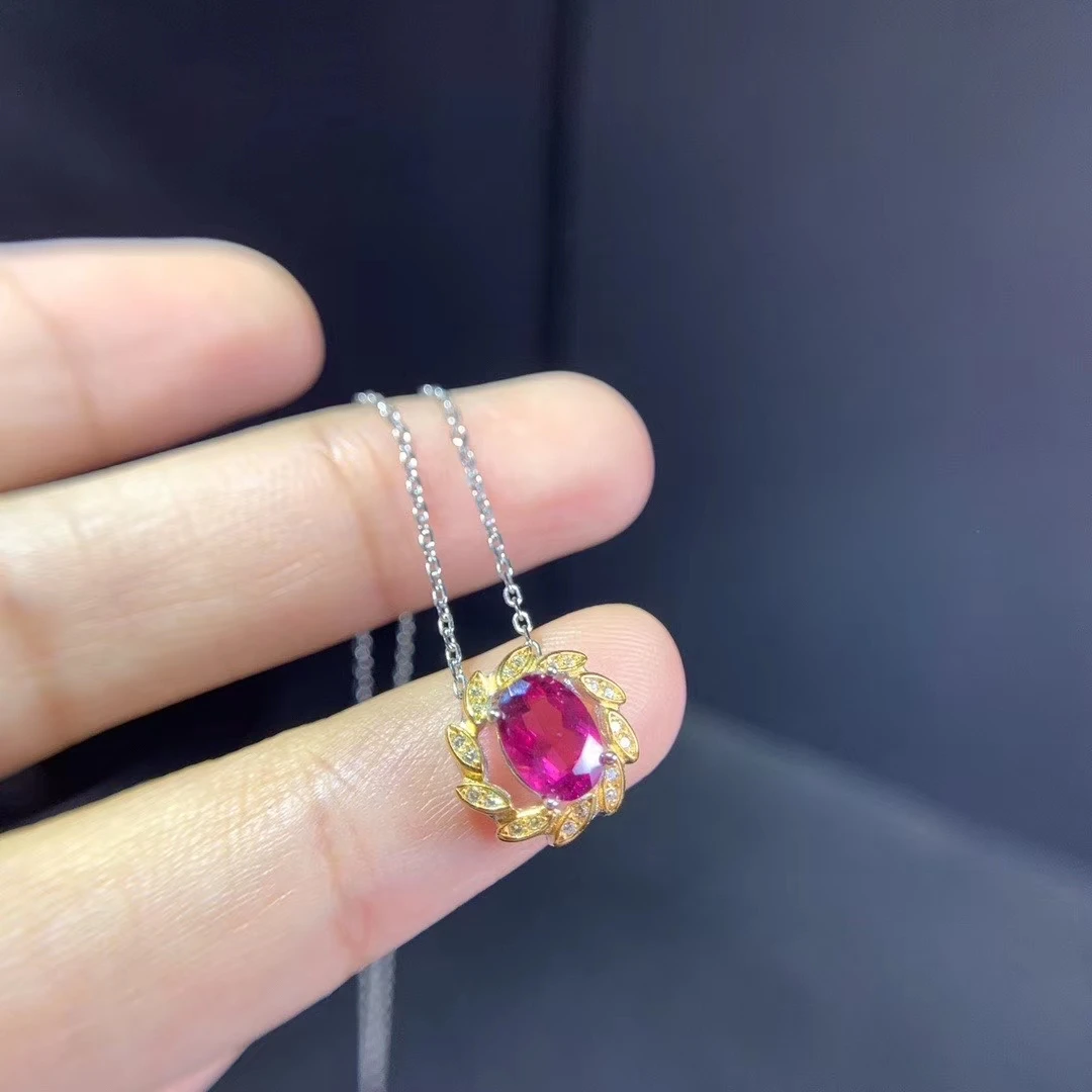 

2021 lucky gem pink topaz gemstone pendant for girl silver necklace jewelry natural gem lovely ornament Valentine gift