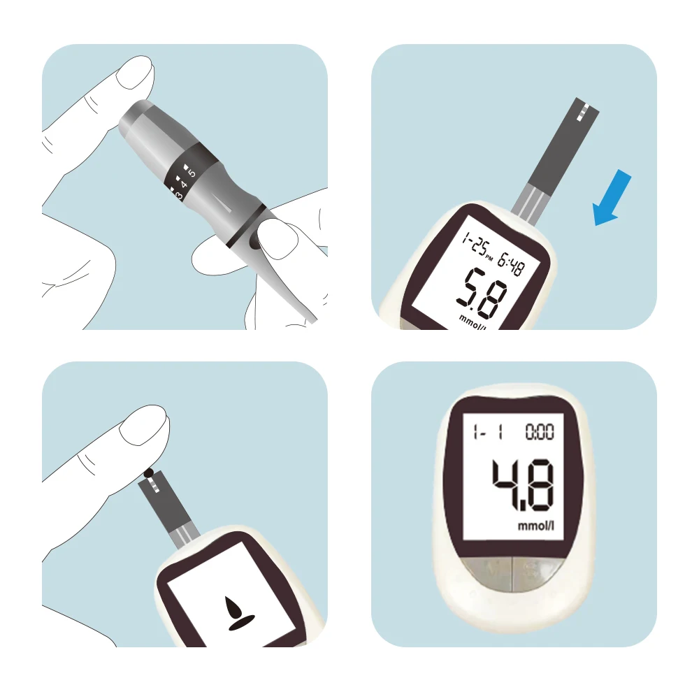 CONTEC Blood Glucose Meter Tester 50/100 Pcs of Test Strips & Lancets Medical Blood Sugar Meter ,lithium battery included