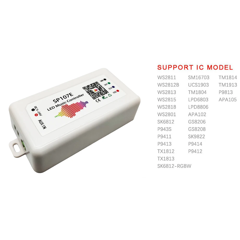 DC5-24V SP107E Bluetooth Music Controller For Individually Addressable 3Pin 4Pin WS2812B WS2811 WS2813 WS2815 Led Strip Panel