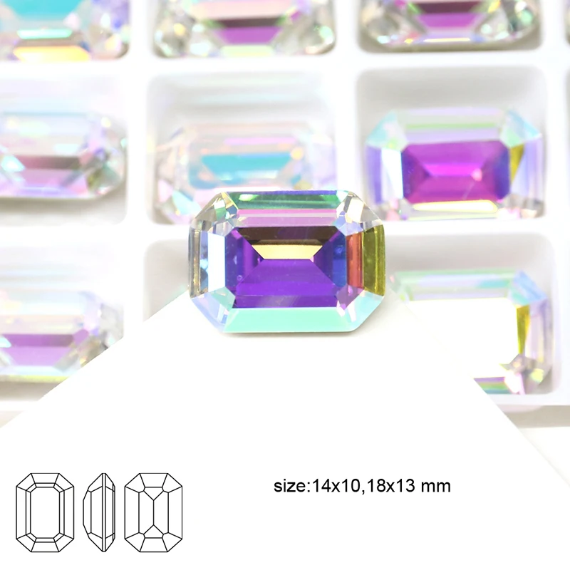 Octagon K9 Glass Crystal Pointed Back Fancy Stones Rectangle Glitter Loose Beads Strass Rhinestone For Clothes Shoes DIY Trim