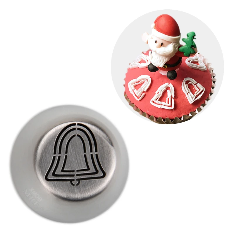 

MRF кондитерские изделия из нержавеющей стали, насадка для глазури, украшение торта, рождественский колокольчик, сахарное ремесленное насадка для трубок # XM08