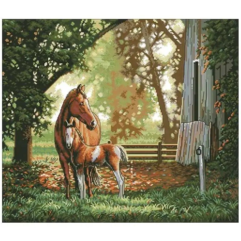 

Horse mother and son patterns Counted Cross Stitch 11CT 14CT 18CT DIY Chinese Cross Stitch Kits Embroidery Needlework Sets