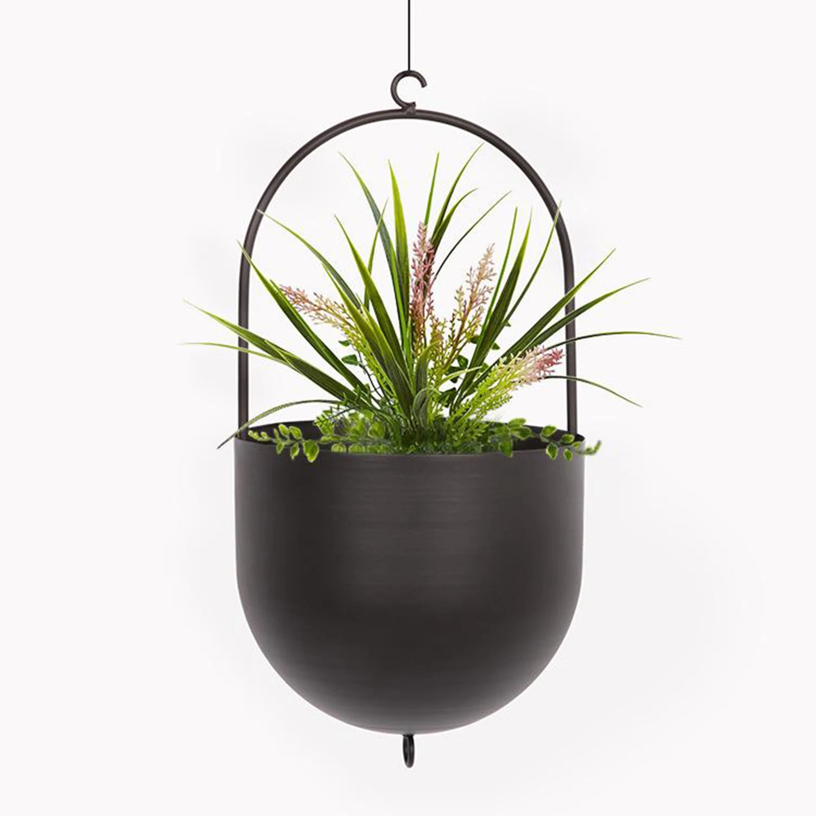 

Metal Hanging Planter Swing Flower Pot Plant Holder with Hook for Small Succulent Decoration Balcony Living Room