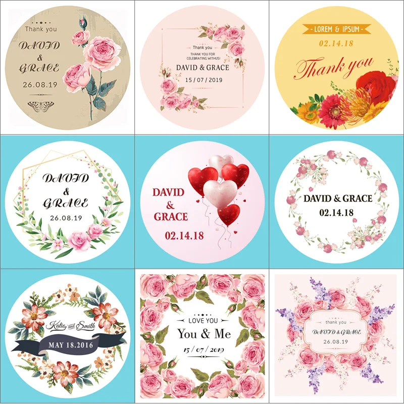 100PCS Candy Gift Box Label Birthday Logo Photo Personalized Wedding Gift Cake Bottle Invitation 3-10cm