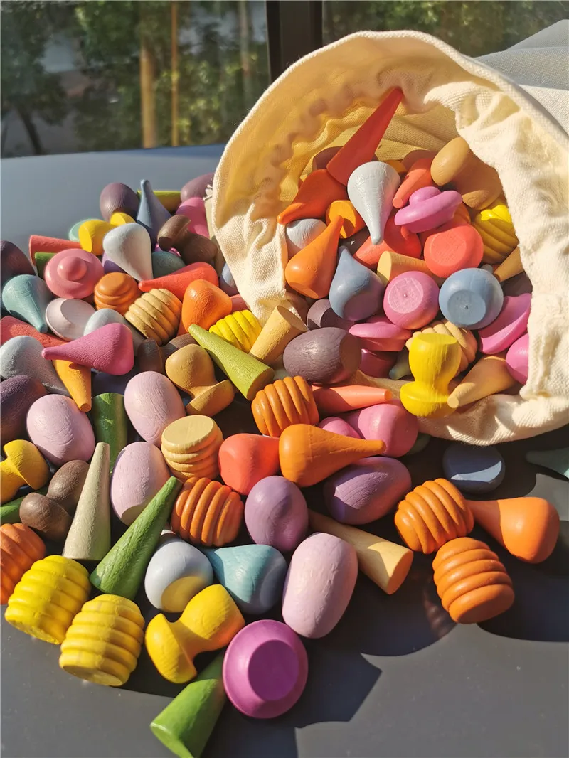 Kinderen Regenboog Hout Blokken Losse Onderdelen Speelgoed Paddestoelen Montessori Houten Druppeltjes Jigsaw