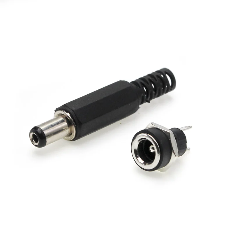 5 style 2/5/10Pairs 5.5 x 2.1mm Male Plugs + DC Power Socket Female Jack Screw Nut Panel Mount Connector 5.5*2.1MM DC022 005 025