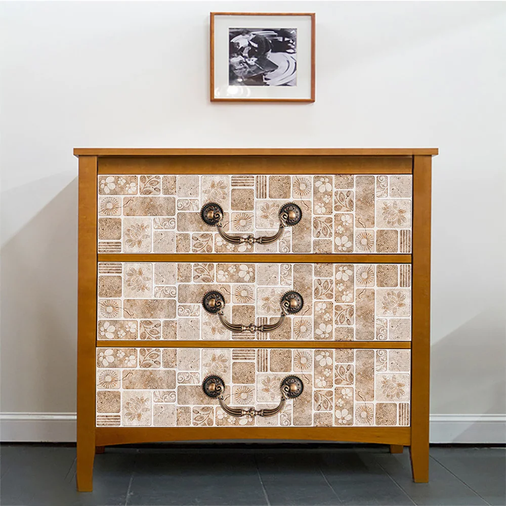 Wodoszczelne samoprzylepne matowe Retro płytki ścienne naklejki Home Decor do kuchni studium podłoga do łazienki do pokoju gościnnego tapeta winylowa