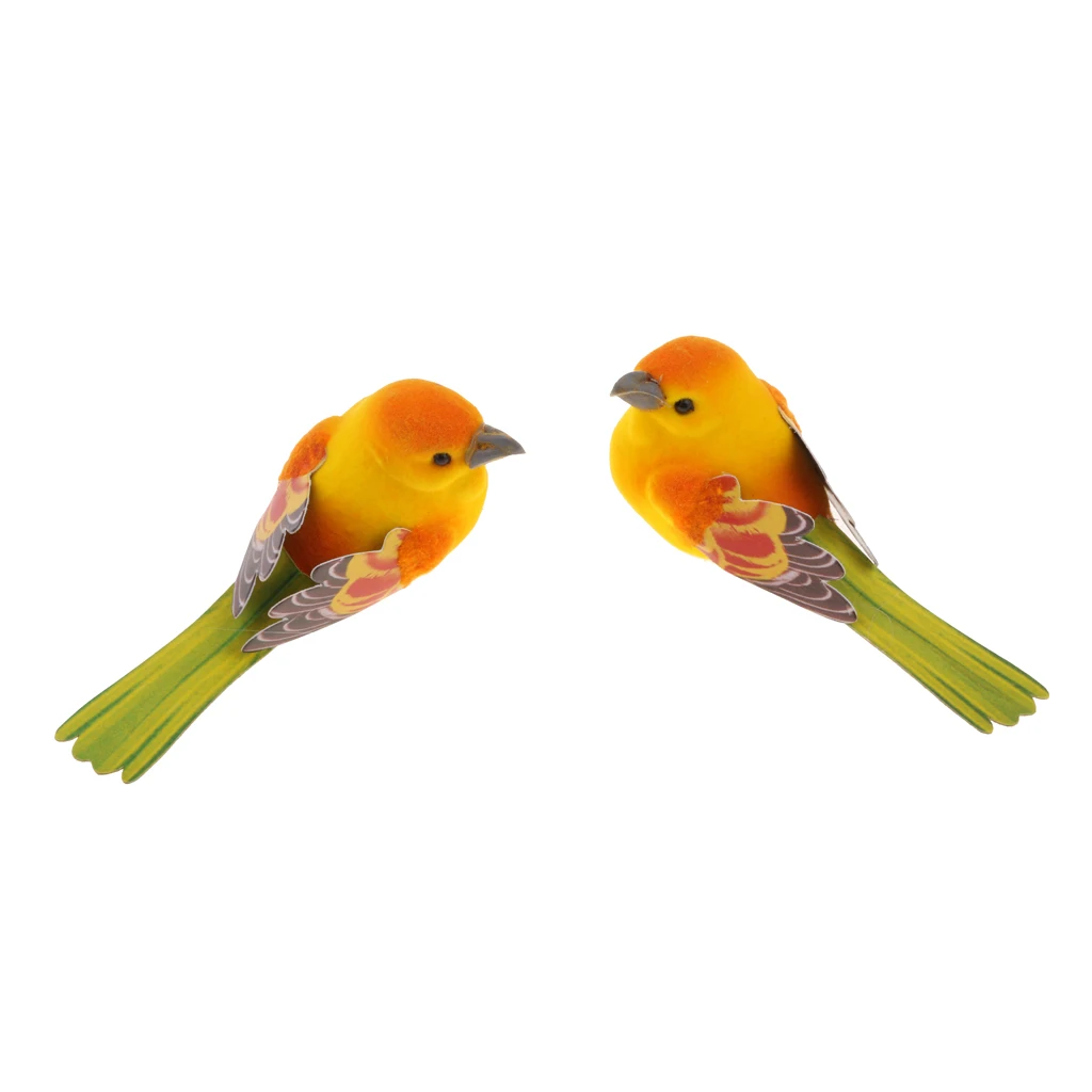 2pcs Artificial Small Birds Animal Realistic Ourdoor Garden Yard Tree Decor