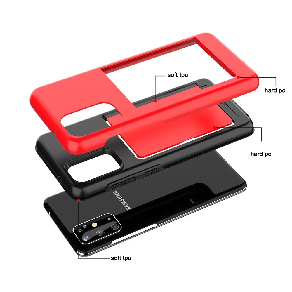 For Samsung Galaxy S20 Plus Ultra S20+ Case Candy Color Armor Business Card Slot Cover For Samsung S20plus S10 Note 10 Plus 5G