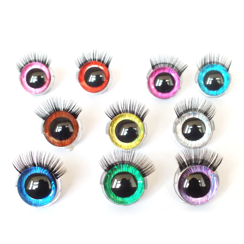 20sets 20mm 3D eyes Safety eyes with eyelashes-flashing eyes  For Amigurumi Crochet Stuffed Animal Doll Accessories