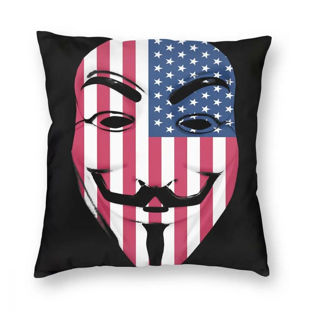 Guy Fawkes American Flag Throw Pillow Cover Throw Pillow V For Vendetta Creative Pillowcase