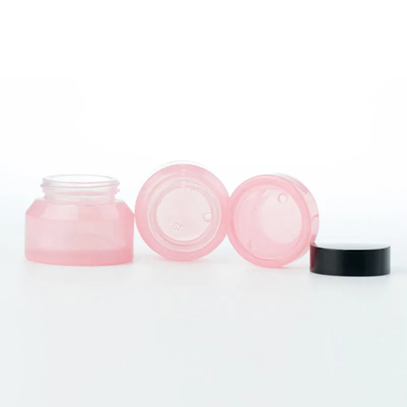 1PCS 15g/30g/50g Empty Pink Glass Cosmetic Facial Cream Bottles Lip Balm Container Jar Sample Vials Travel Amber Makeup Pots