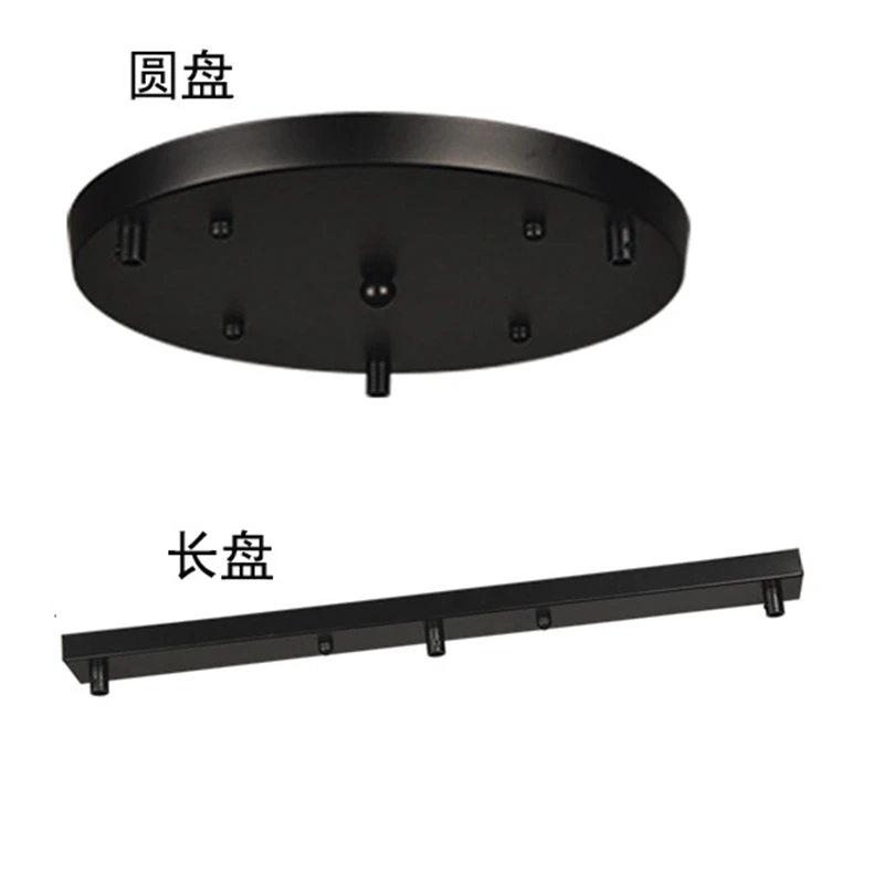 Golden Ceiling Disc Long Strip Round 3 Holes Heads Hanging Lamp Ceiling Plate Suspension Luminaire Accessories Black Metal Tray