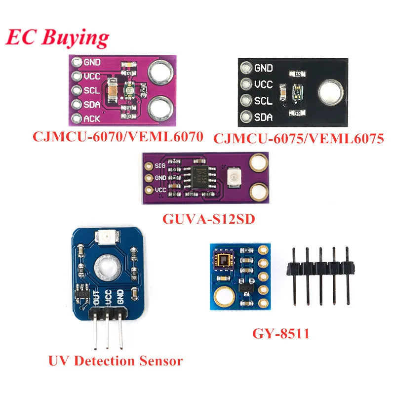 10 szt./1 szt. Moduł czujnika UV CJMCU-GUVA-S12SD VEML6075 VEML6070 UVA UVB S12SD ML8511 Światło ultrafioletowe do Arduino