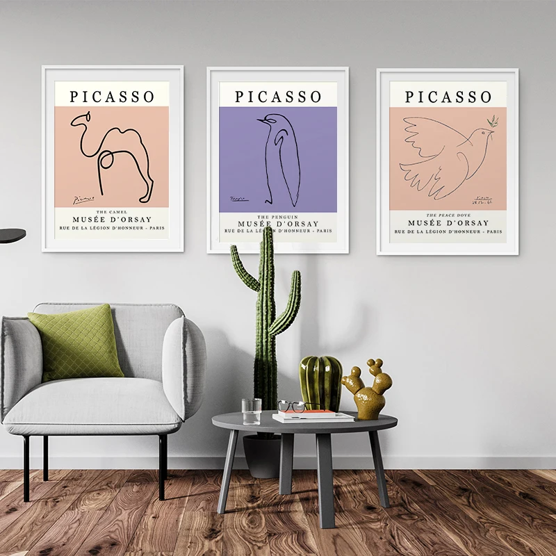 Picasso The Peace Dove Line Drawing Classic Art Poster and Print Canvas Painting Wall Pictures for Living Room Modern Home Decor