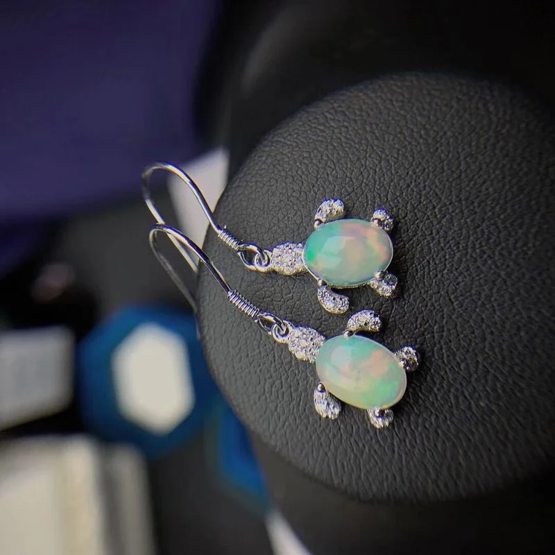 Natural Opal Gemstone Fashion Drop Earrings for Women Real 925 Sterling Silver Charm Fine Jewelry