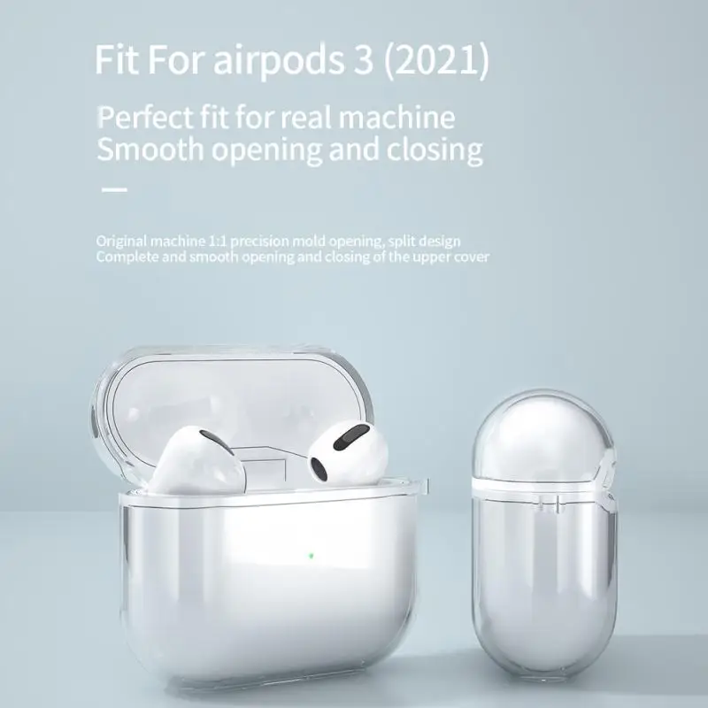 حافظة لاجهزة ابل AirPods 3 حافظة غطاء سماعة لاسلكية تعمل بالبلوتوث-متوافق مع سماعات حافظة كمبيوتر شفافة/غطاء من البولي يوريثان الحراري لاجهزة AirPods 3 Funda Capa