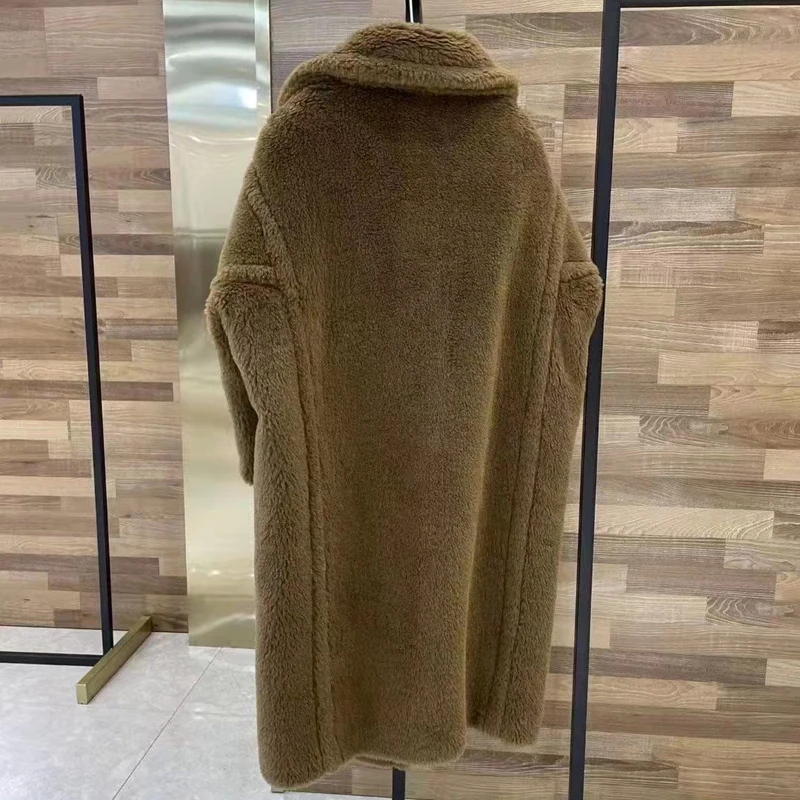 Women Coat Winter New Arrival 26% Real Sheep Wool Jacket 62%Alpaca 12%Silk Long Clothes 1951 Pattern Thick Warm High Quality