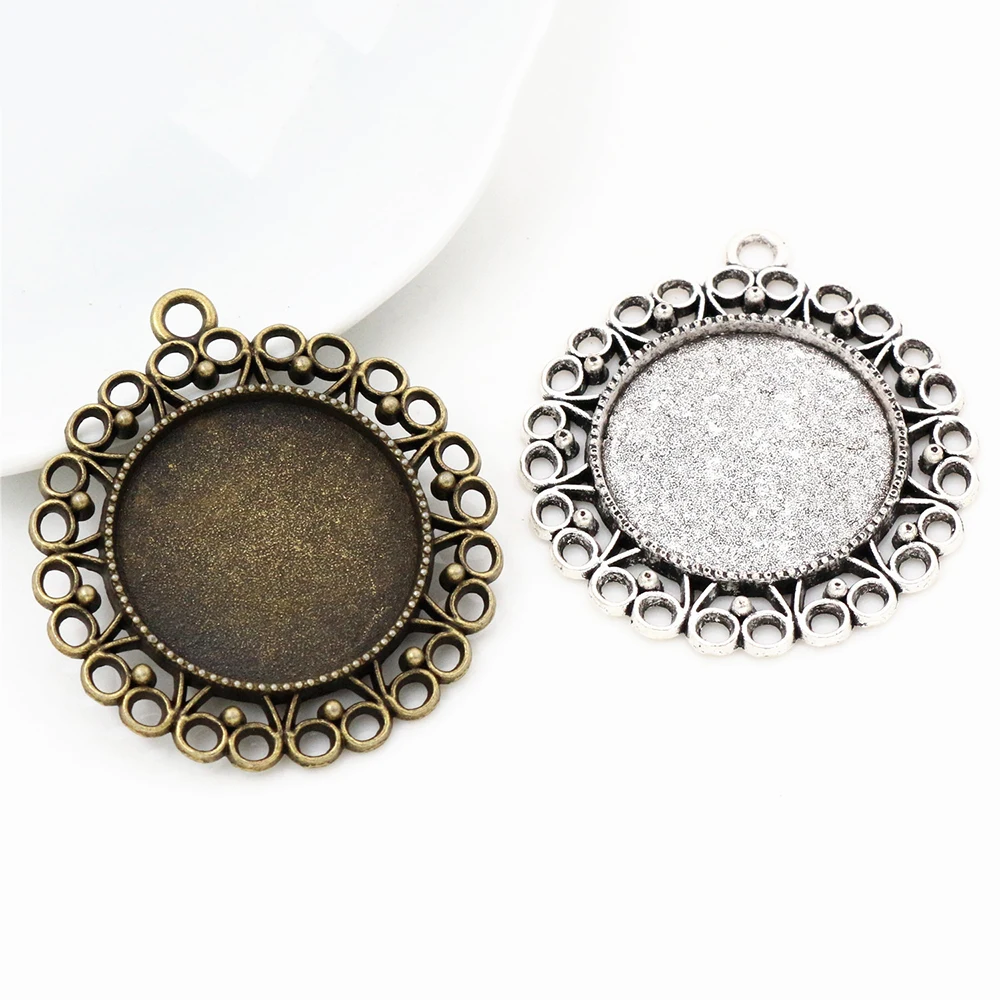 

New Fashion 5pcs 25mm Inner Size Antique Silver Plated And Antique Bronze Fashion Style Cabochon Base Setting Charms Pendant