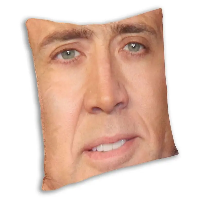 Nordic Nicolas Cage Face Square Pillow Case Home Decor Funny Meme Cushions Throw Pillow for Living Room Double-sided Printing