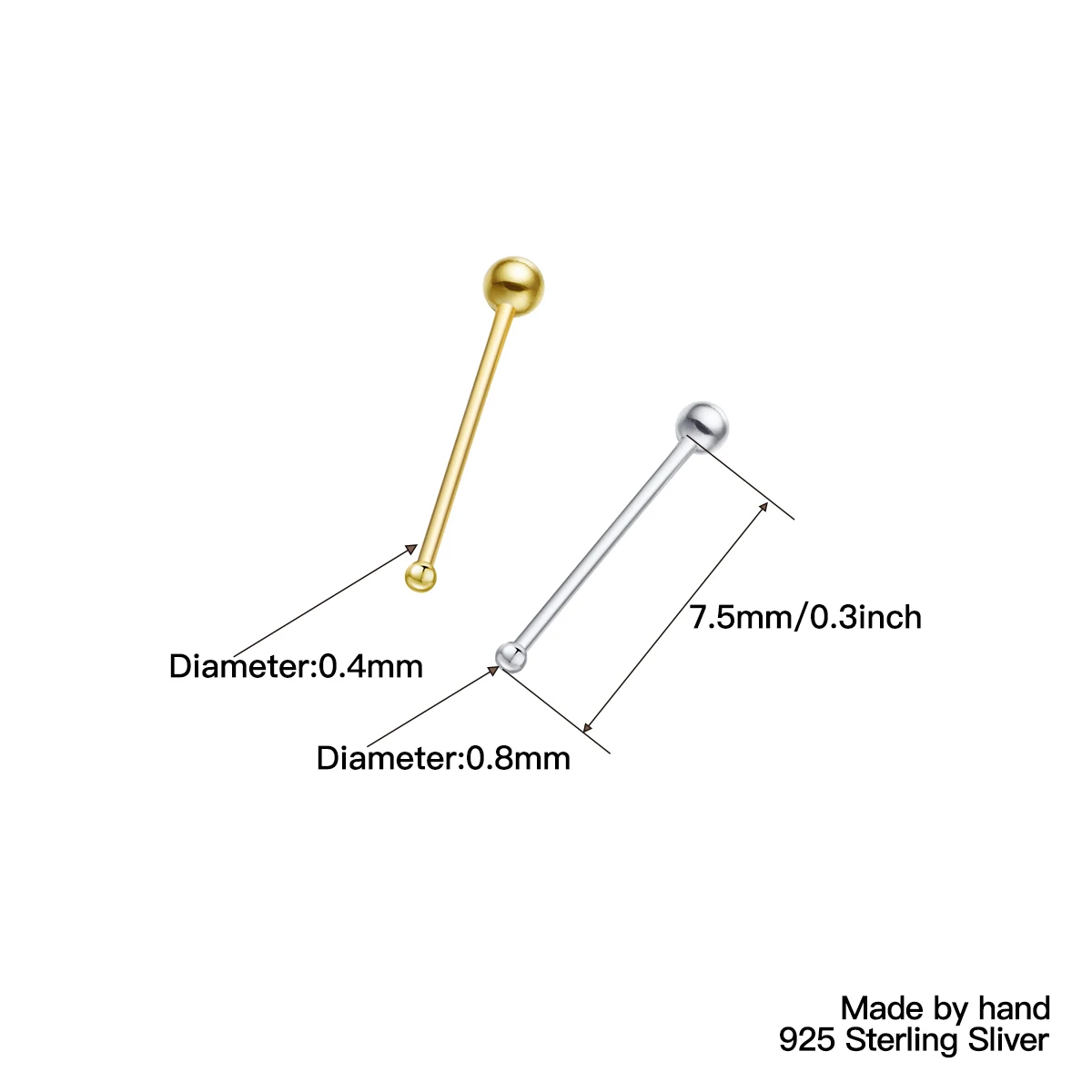 36Pcs 925 Sterling Silver Tiny Mini Cute Ball Shape Nose Pin Body Piercing Jewelry Percing Nez Pircing Nariz