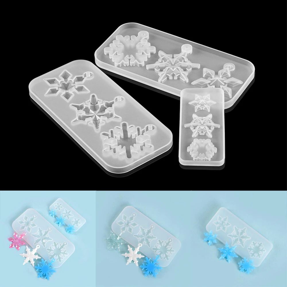 UV Resin Jewelry Liquid Silicone Mold Christmas Snowflake Resin Charms Molds For DIY Pendant Jewelry Making Finding Molds