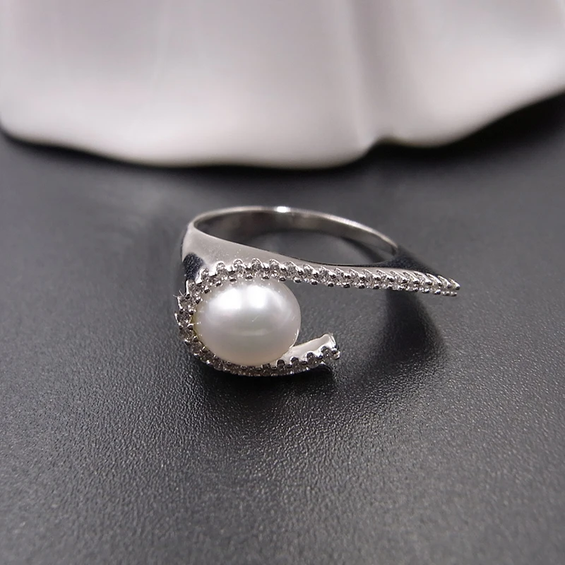 Sinya 925 Sterling Silver High Luter Natural Pearl Fine Jewelry Wedding Brand Engagement Ring for Women Lover