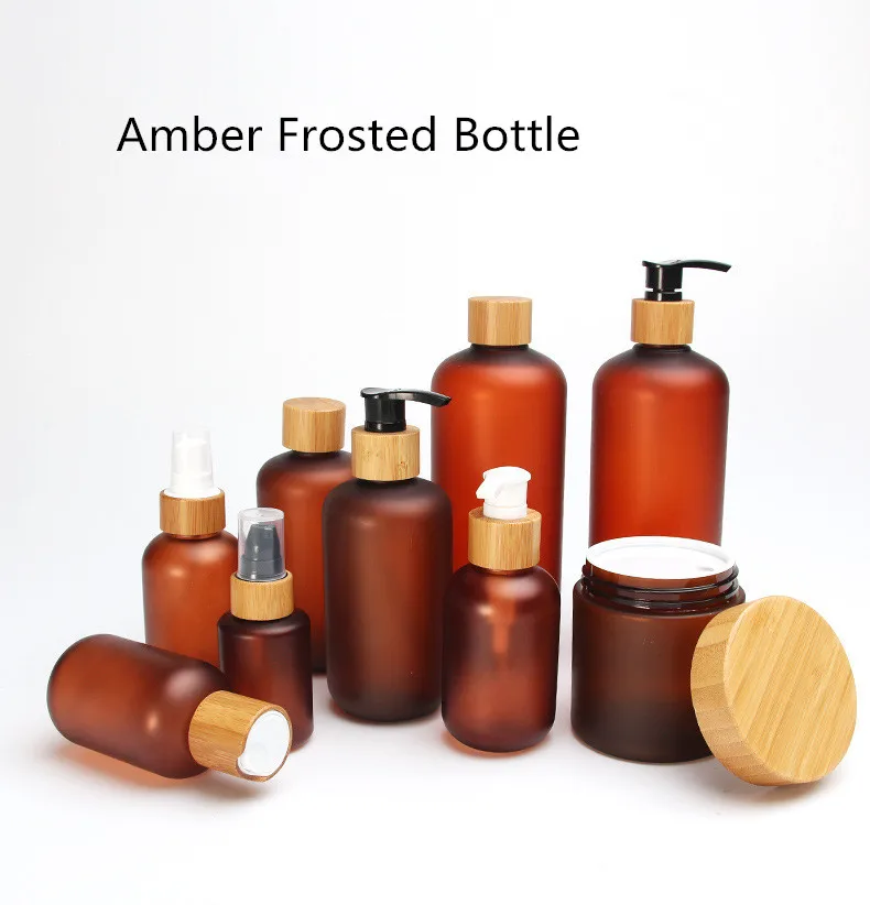 250ml 120ml 100ml Biodegradable Wooden Cream Bottles Natural Luxury Bamboo Cosmetic Packaging Bamboo shampoo lotion pump bottles