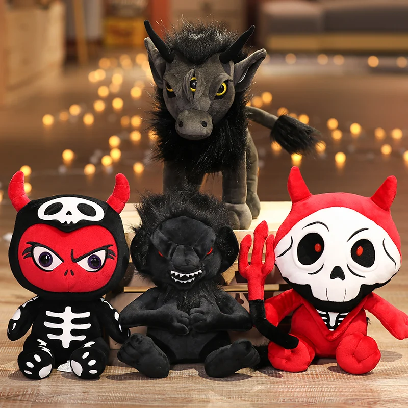 35cm Baize Gothic Style Troll Plush Toys Doll Rabbit Black Pentacle Hydra Anubis Lolita Toy Black Doll Stuffed Plush Gifts