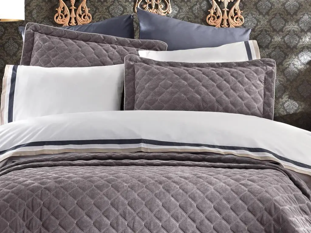 Dalyan Double Personality Nevresimli Bed Cover Gray