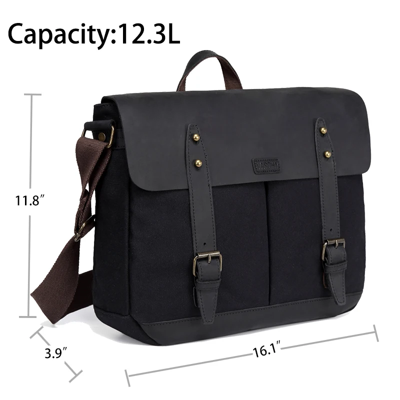 Imagem -03 - Bolsa de Couro de Vaca Masculina Vaschy Bolsa Casual para Laptop Pasta de Lona Resistente à Água Bolsa de Viagem para Homens