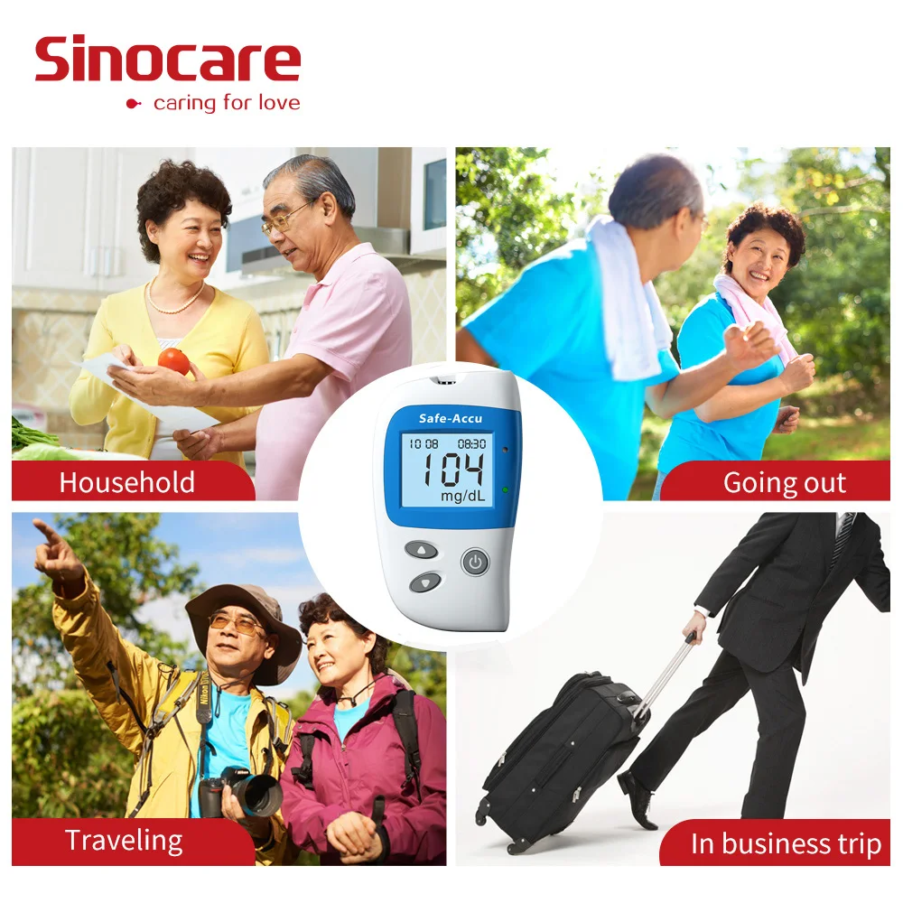 Medical Diabetes Test (50/100) Sinocare Safe-Accu2 Blood Glucose Test Strips for  Diabetics Pregnant Women