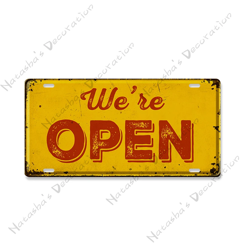 Retro OPEN Sign CLOSE Sign Metal Sign Vintage Poster Metal Plaque Pub Club Bar Home Cafe Restaurant Signs Industrial Decoration