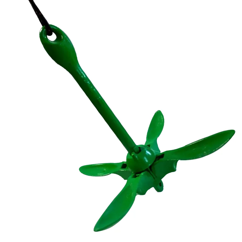 Boat 1.5kg Green Anchor Galvanized Sailboat Fishing 3.5lbs Rope Complete Folding Grapnel