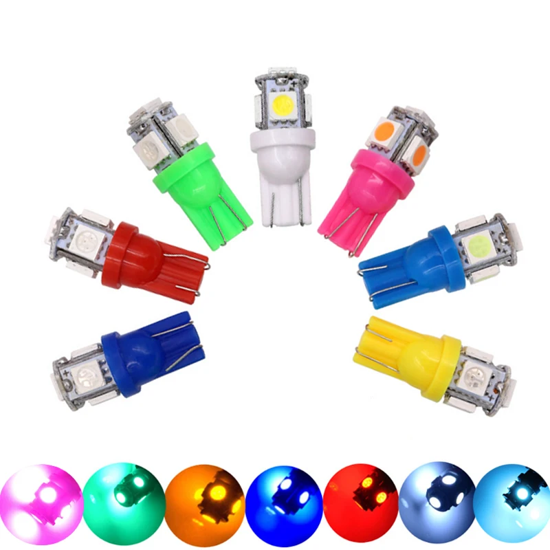 

100pcs DC 6V 6.3V T10 LED W5W 194 168 Pinball Game Machine Bulb Car LED Light 5SMD 5050 White Red Pink Blue Green Yellow DC6V