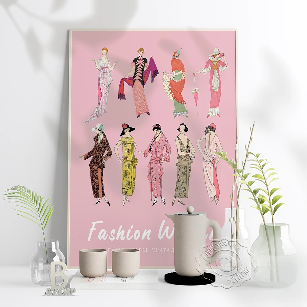 Vintage Fashion Exhibition - Peinture sur toile d'exposition de robe