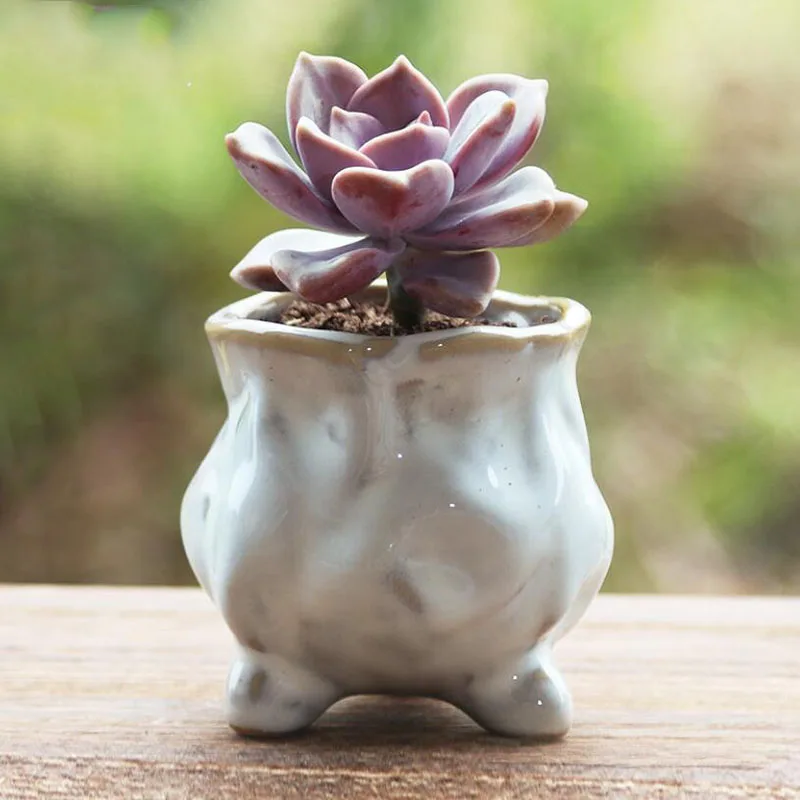 4pcs/set Succulent Plant Flowerpot Thumb Plant Pot Crearive Ceramic Flower Vase Bonsai Container Home Garden Decor