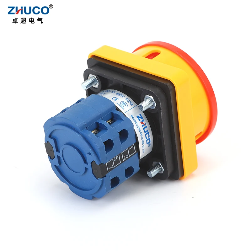 ZHUCO SZW26-202GS 56X56mm Panel 2 Poles 0-1 20A Rotary Power Cut-off Combination Knob Padlock Master Control Circuit Cam Switch