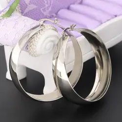 European and American Fashion Exaggerated Titanium Steel Earrings Stainless Steel Wide Edge Big Ear Hoop Trend Round Earrings