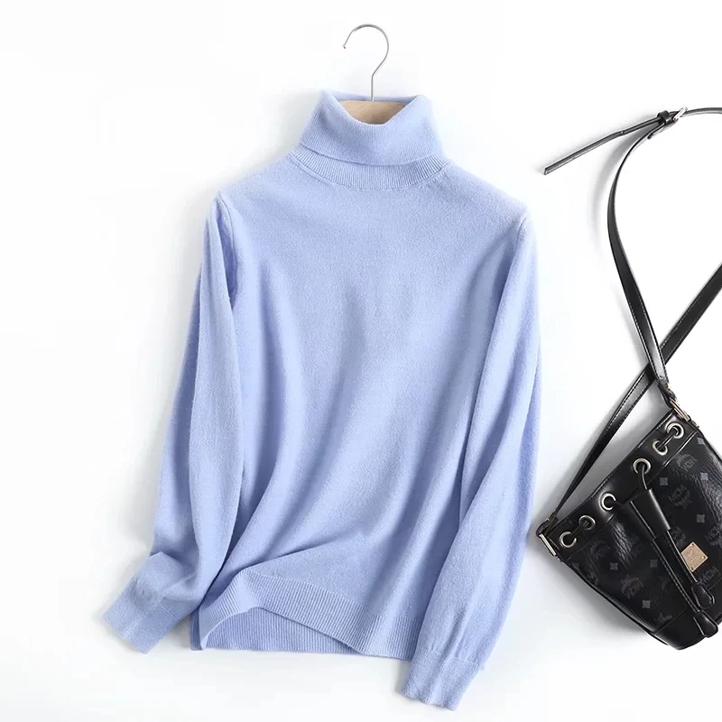 Jenny&Dave England Sweaters Women  Style Fashion Simple Commute Office Lady Elegant Warm Winter Turtleneck Wool Pullovers Tops