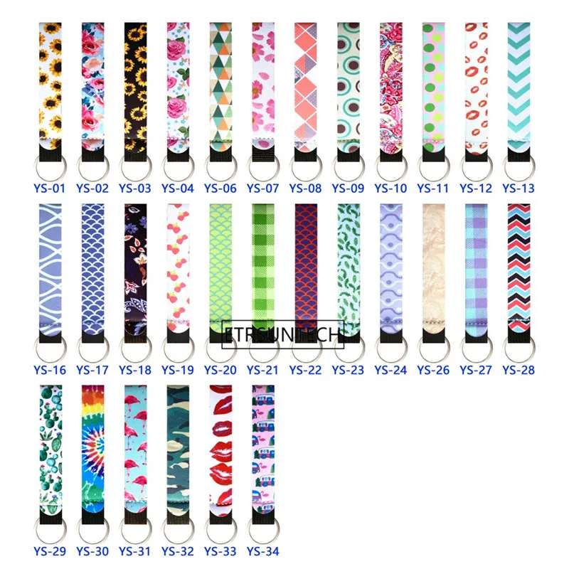 200Pcs Neoprene Wristlet Keychain Holder Women's Strap Key Chain Lanyard Hand Wrist Lanyard for Wedding Favors Gift For Guest