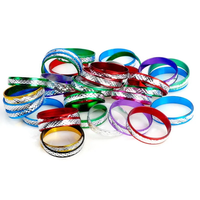 Wholesale 100Pcs Lots Mixed Colored Aluminum Women\'s Ring Fashion Unisex Finger Rings Jewelry Gift