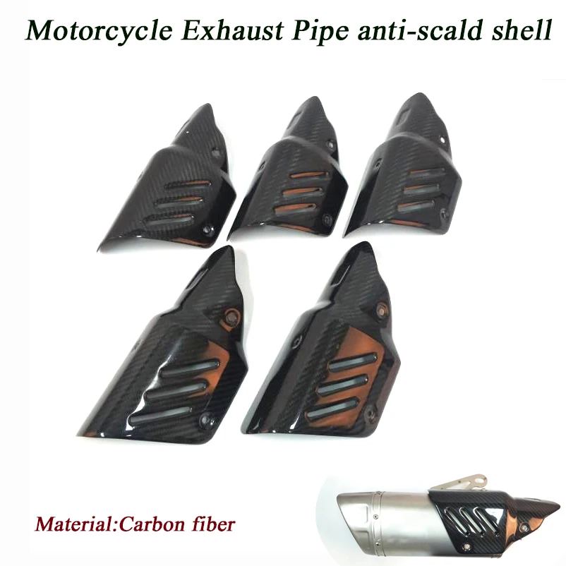 Motorcycle Tail Exhaust Muffler Pipe Anti-scald Shell Protection Silencer System Real Carbon Fiber Silp on Set