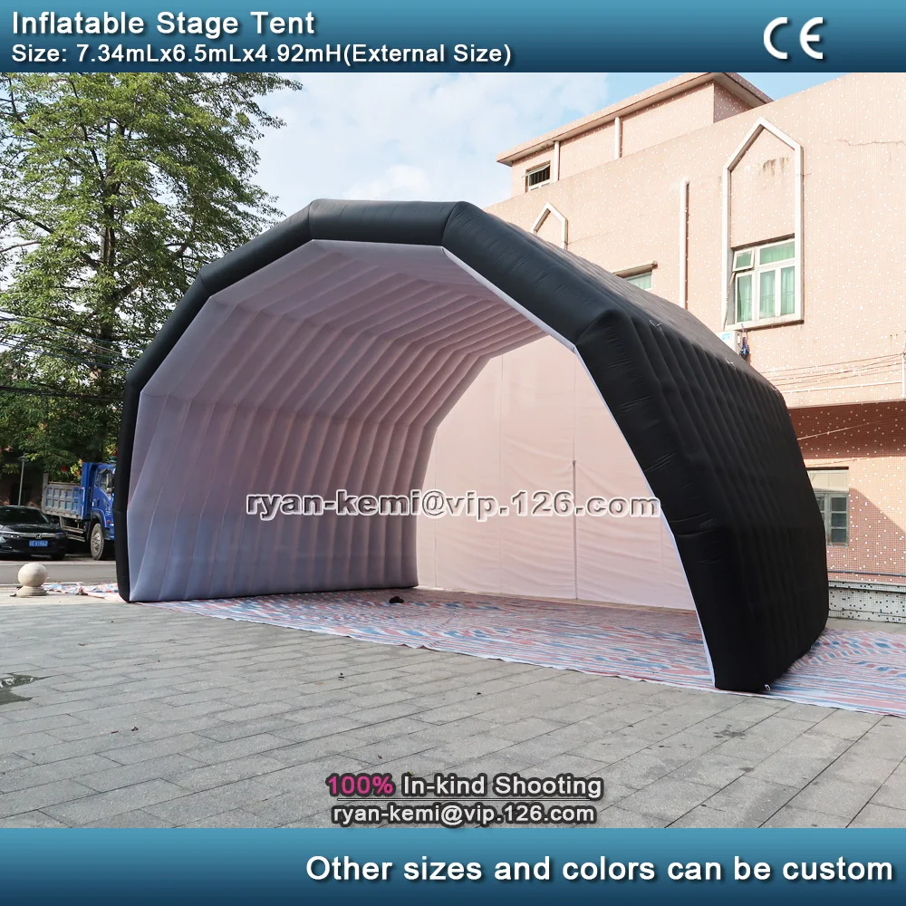 Free Shipping 6x4m Inflatable Stage Tent Black Exhibition Cover Display Marquee For Outdoor Music Concert Events