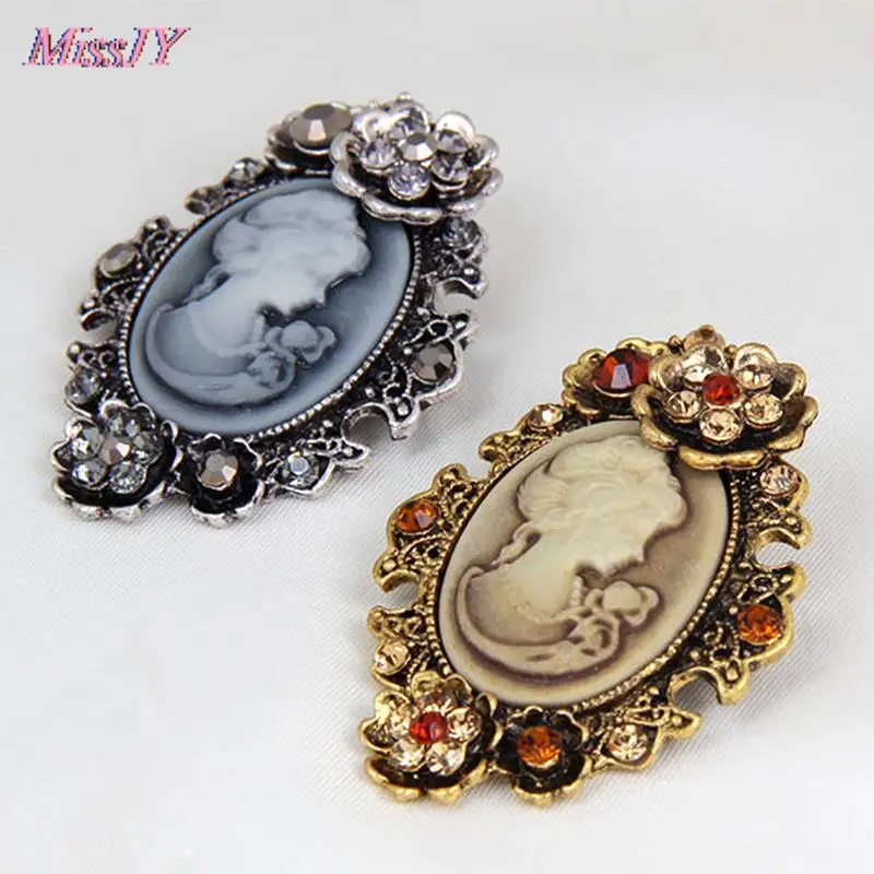 18Styles Retro Beauty Head Brooch Elegant Style Vintage Victorian Design Queen\'s Cameo Antique Wedding Beauty Pin Jewelry Gift