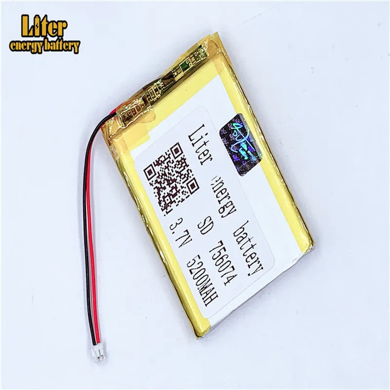 

1,5 мм 2pin разъем 756074 5200mah 3,7 V игровые автоматы внешний блок аккумуляторных батарей Power Bank для зарядки Литий-полимерный аккумулятор