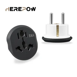 Herepow-Convertidor de enchufe Universal FR AU US UK a EU, adaptador de viaje de alta calidad para el hogar, enchufe eléctrico de pared de 16A y 250V