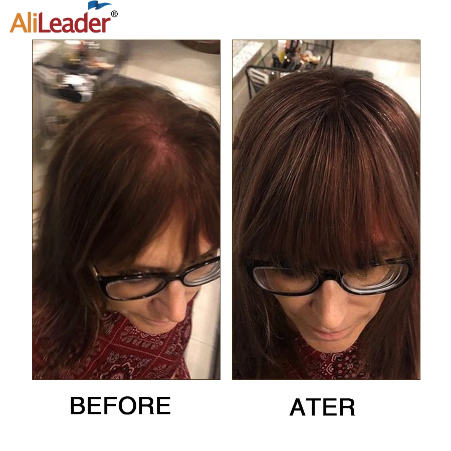 Alileader Real Hair Hairpieces With Bangs 2Clip In Hair Extensions Synthetic Fake Hairpieces Heat Resistant Fiber For Women