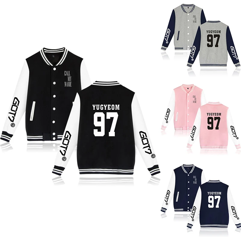 

Kpop Got7 YUGYEOM 97 Baseball Jacket Coat Fashion Hip Hop Men Women Hoodie Sweatshirts Male Long Sleeve Hoodies Jackets Tops 4XL